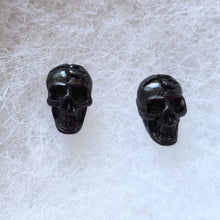 Load image into Gallery viewer, Dark black skull stud earrings.