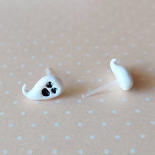 Load image into Gallery viewer, Metal Free Ghost Halloween Earrings with Hypoallergenic Plastic Posts