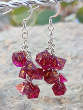Load image into Gallery viewer, Blue RPG Dice Earrings - 7 Dice Dangle