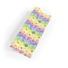 Load image into Gallery viewer, Gift Wrapping Paper Rolls - Rainbow Bubble Design with Black Crystal D100 Dice
