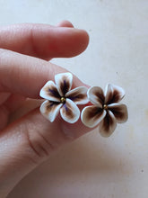 Load image into Gallery viewer, Gold, White and Purple Flower Metal Free Studs with Hypoallergenic Plastic Posts
