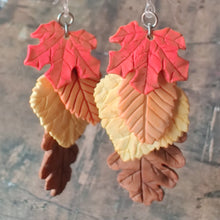 Load image into Gallery viewer, Four Fall Leaves Hypoallergenic Statement Earrings
