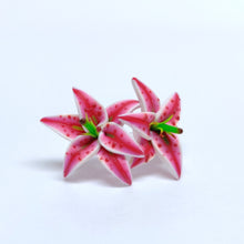 Load image into Gallery viewer, Stargazer Lily Oriental Lily Metal Free Stud Earrings

