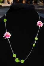 Load image into Gallery viewer, Asymmetrical Pink Waterlily Necklace
