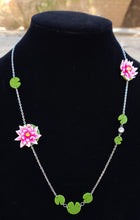 Load image into Gallery viewer, Asymmetrical Pink Waterlily Necklace

